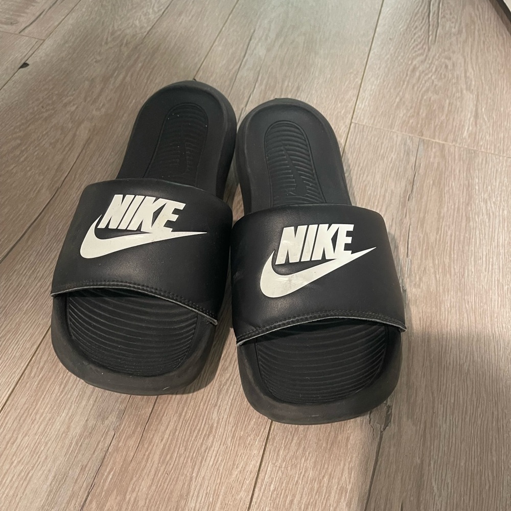 Nike Black and White Slide Sandals